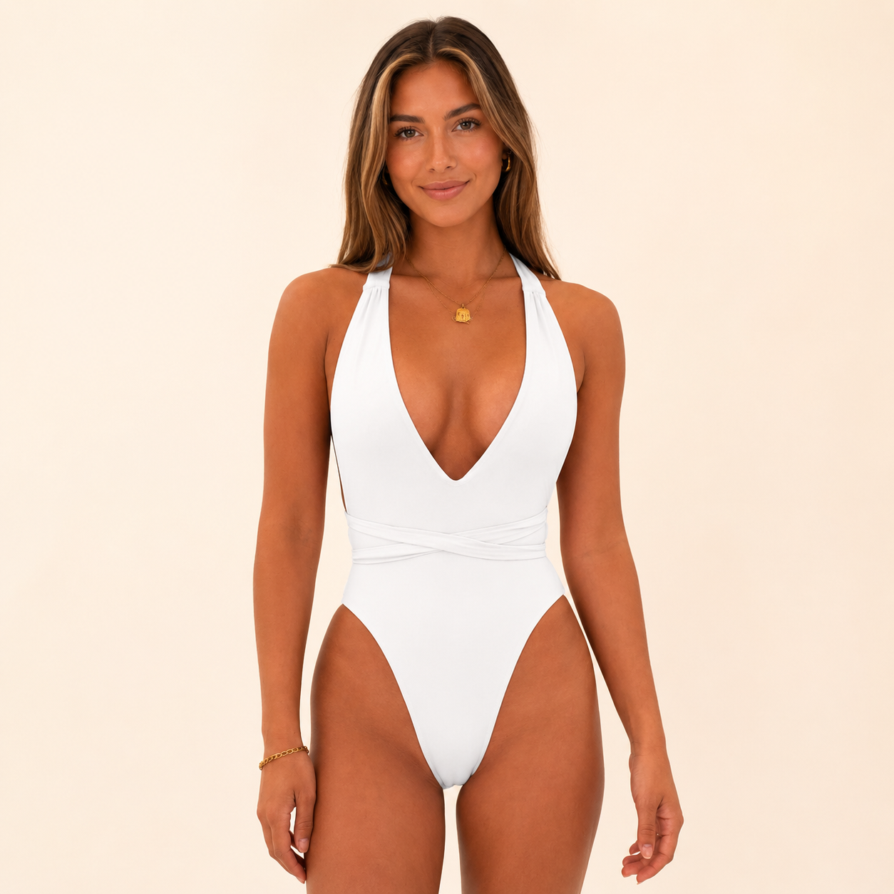 Backless Deep-V Swimsuit