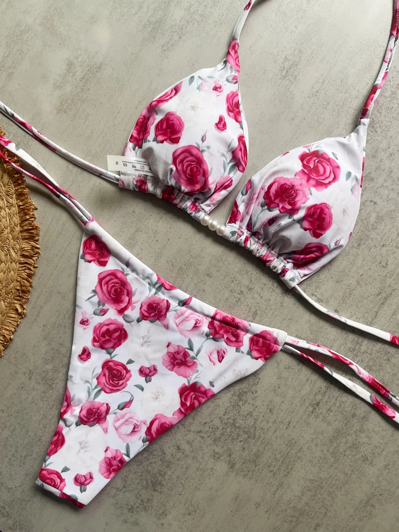 Micro Bikini 2026 Swimwear Women Swimsuit Sexy luxury Brazilian Bikini Set Halter Print Biquini Push Up Pearl Beachwear Female