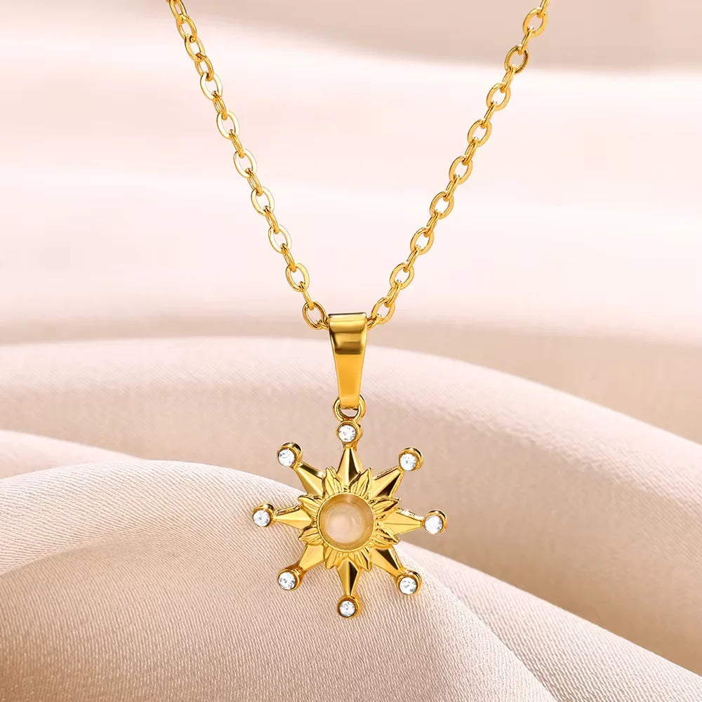 Trobicana Stainless Steel Geometric Sunflower Pendant Necklace - image 23