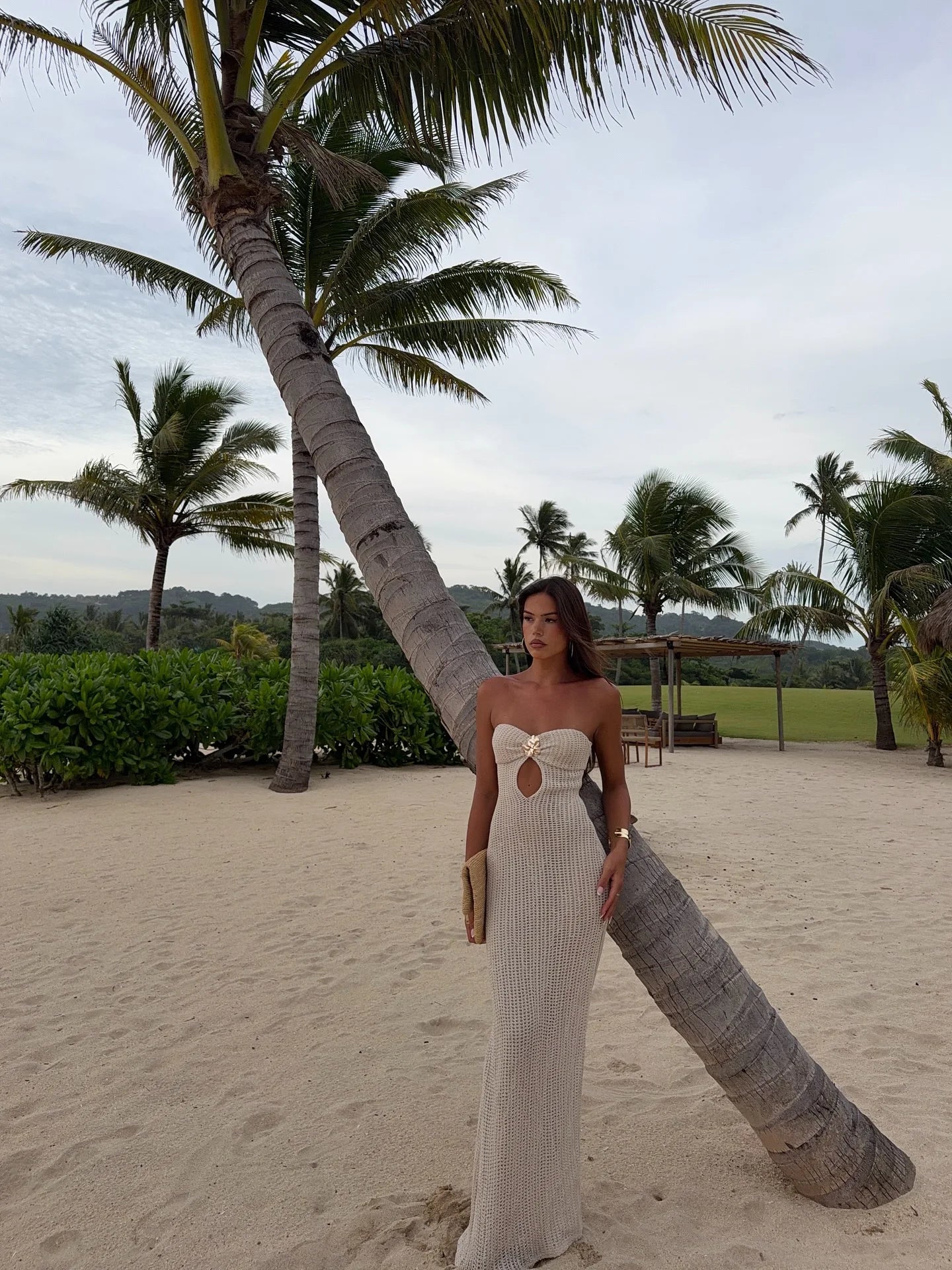 Knitting Maxi Dress Halter Corchet Sleeveless Dress Cut Out Dresses Women Bandeau Dress Summer Party Evening Female
