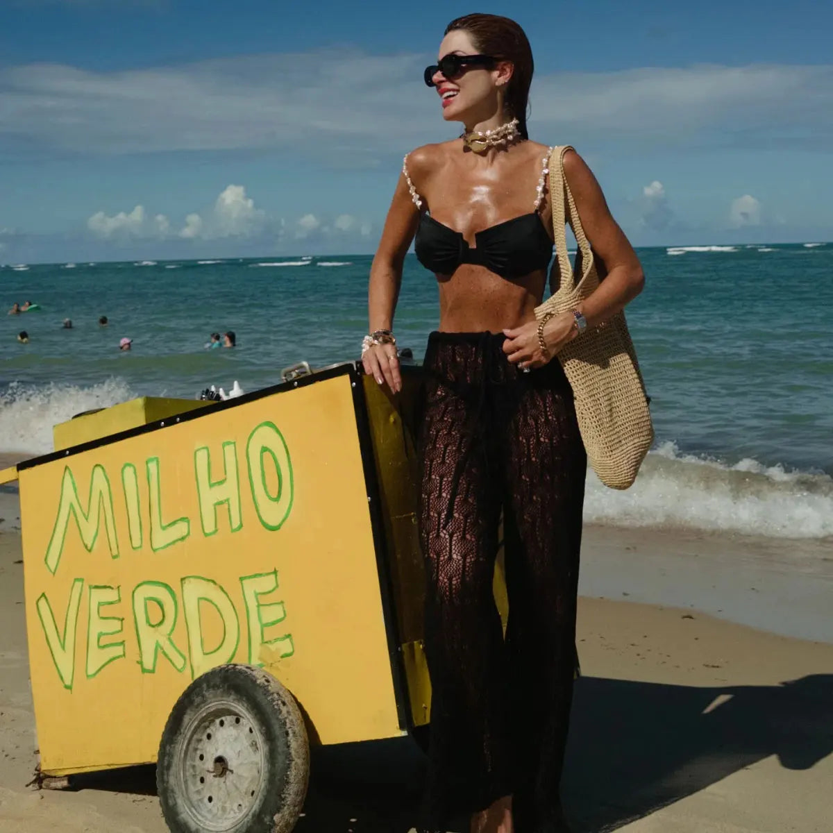 Lace Bikini Set with Beach Pants