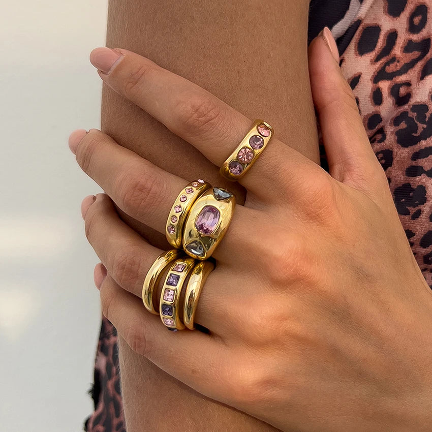 Trobicana Salircon 6-Piece Adjustable Purple Zircon Ring Set - image 8