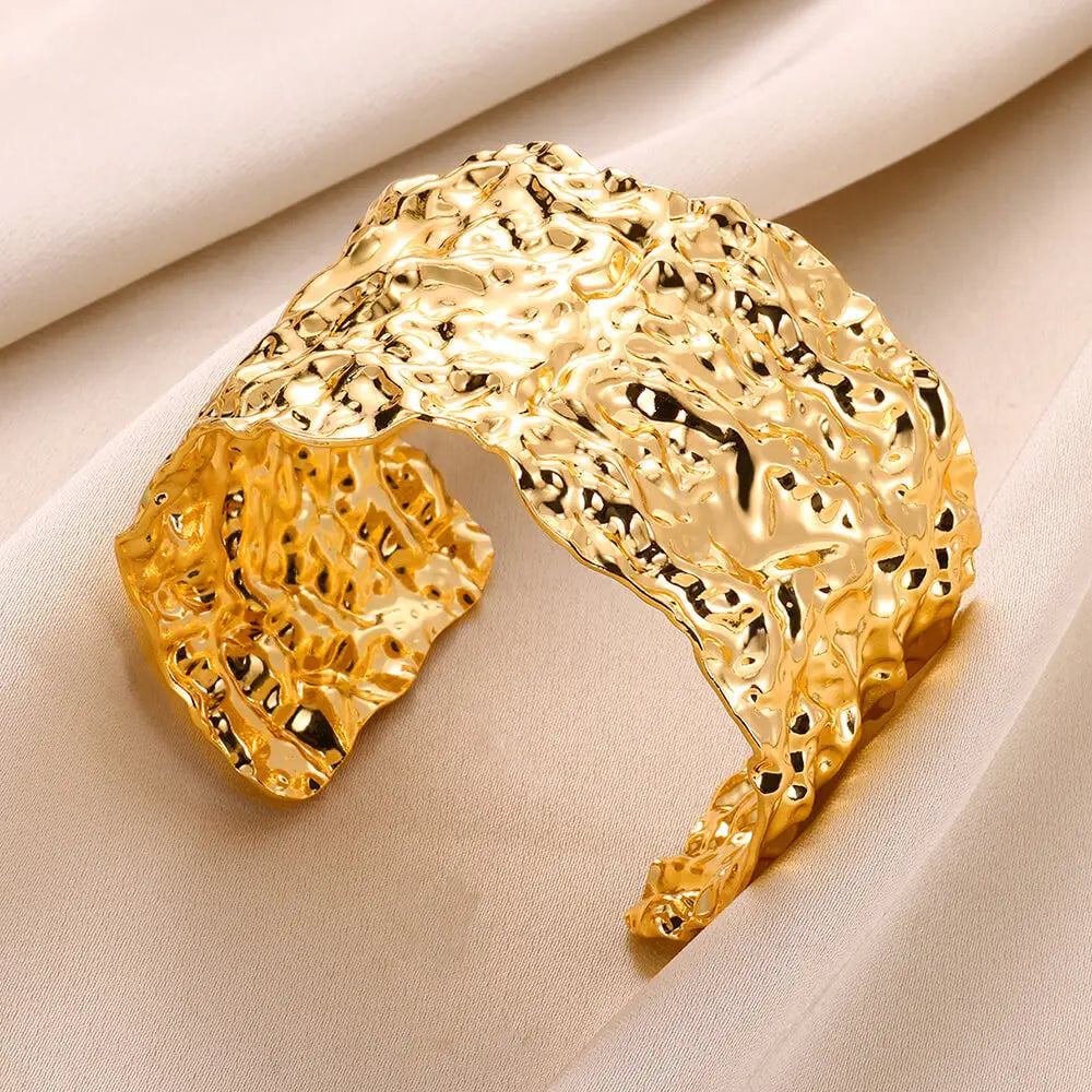 Trobicana Wide Flower Cuff Bangle – Luxury Gold Color Bracelet - image 10