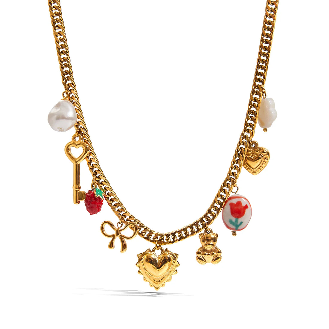 Steel Love Key Pendant Necklace
