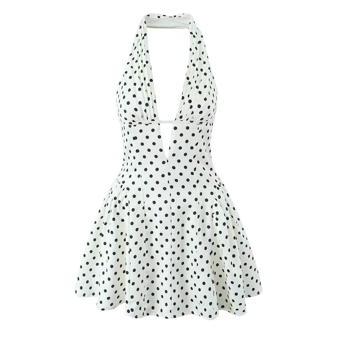 French Dot Halter Mini Dress