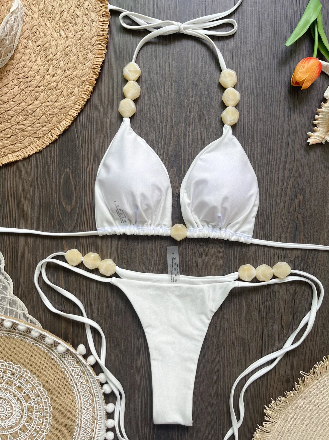 Sole Beaded Halter Bikini Set