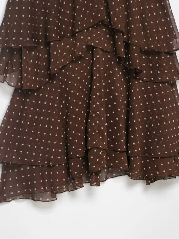 Women Mini Halter Dress 2026 Summer Fashion Polka Dot Cascading Ruffle Off the shoulder Female Elegant Street Dresses Clothes