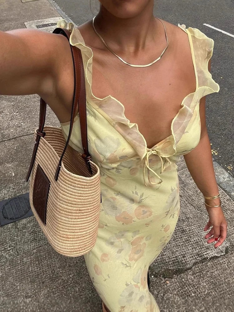 Summer Floral Backless Dress