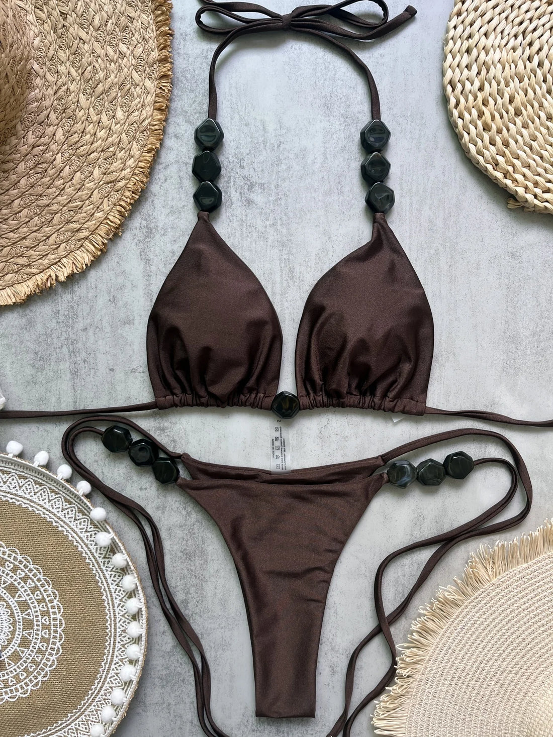 Sole Beaded Halter Bikini Set