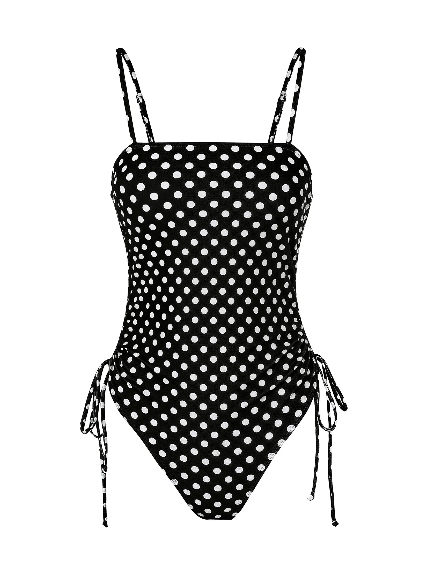 Chic Polka Dot Bikini Set High Cut Swimwear Pink Retro Swimsuit Ruched Top with Side Ties Tropical Vacation Beach Outfit K369