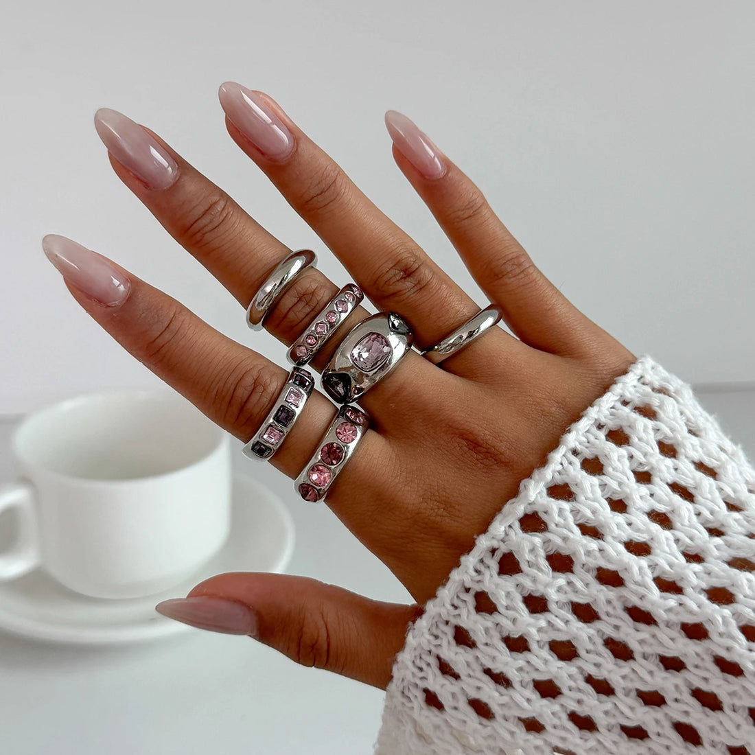 Trobicana Salircon 6-Piece Adjustable Purple Zircon Ring Set - image 7