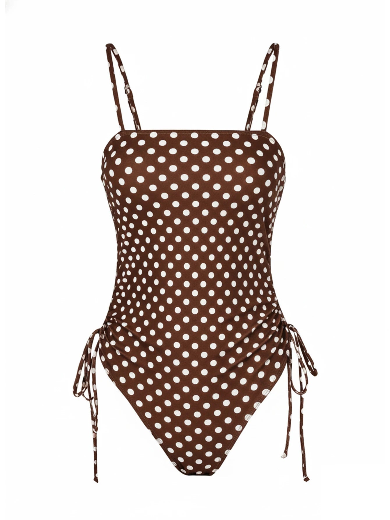 Chic Polka Dot Bikini Set High Cut Swimwear Pink Retro Swimsuit Ruched Top with Side Ties Tropical Vacation Beach Outfit K369