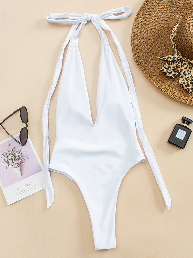Backless Deep-V Swimsuit