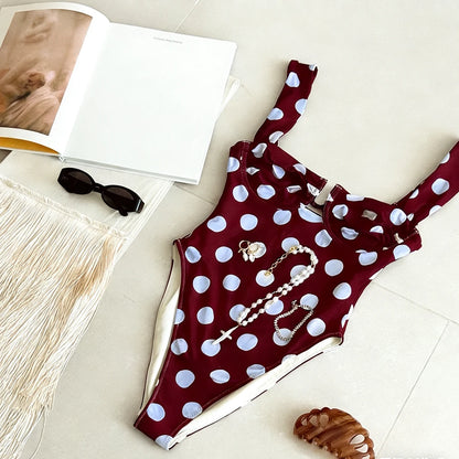 Push Up 2026 Sexy Women One Piece Swimsuit Swimwear Female Biquini Dot Monokini Swimming Suit High Waist Bathing Suit Beachwear