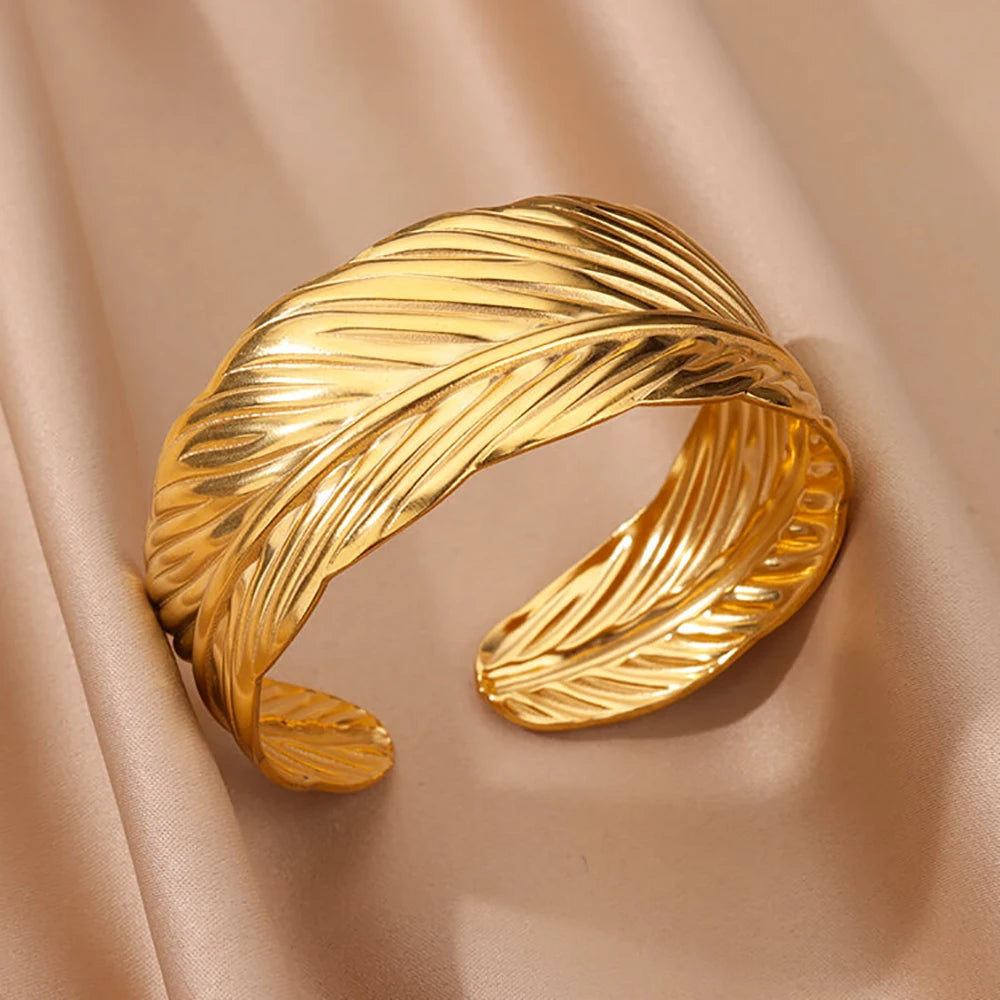 Trobicana Wide Flower Cuff Bangle – Luxury Gold Color Bracelet - image 16