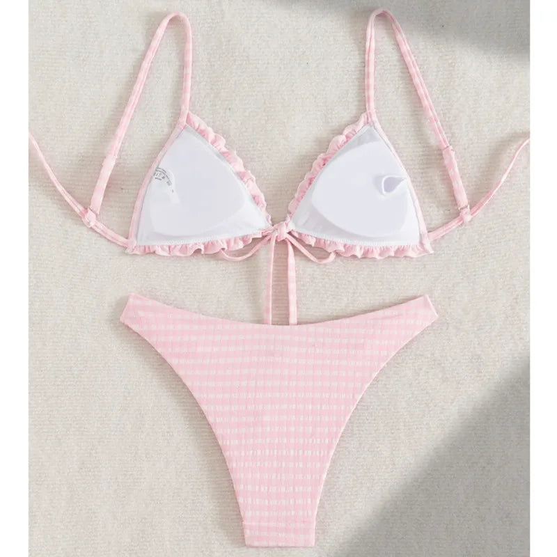 2026 Sexy Bikinis Pink Swimsuits Women Swimwear Push Up Female Beach Swim Wear Bathing Suits Brazilian Bikini Set Pool Bather