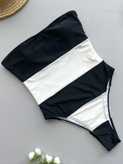 Strapless Patchwork Monokini