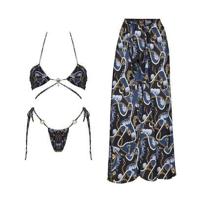 Elegant One Piece Swimsuit &amp; Skirt Set