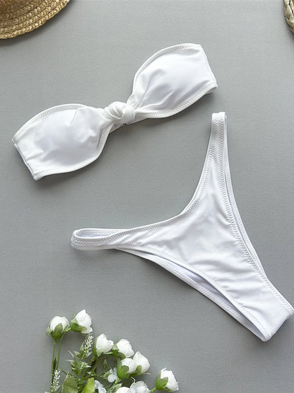 Bandeau Knotted Brazilian High Cut Bikini Women Swimwear Female Swimsuit Two-pieces Bikini set Bather Bathing Suit Swim K5930