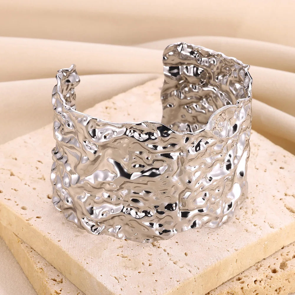 Trobicana Wide Flower Cuff Bangle – Luxury Gold Color Bracelet - image 21