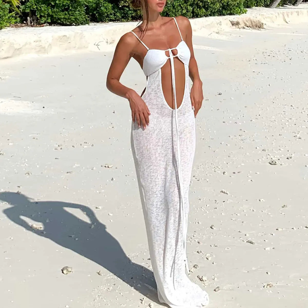 Crochet Cut-Out Halter Dress