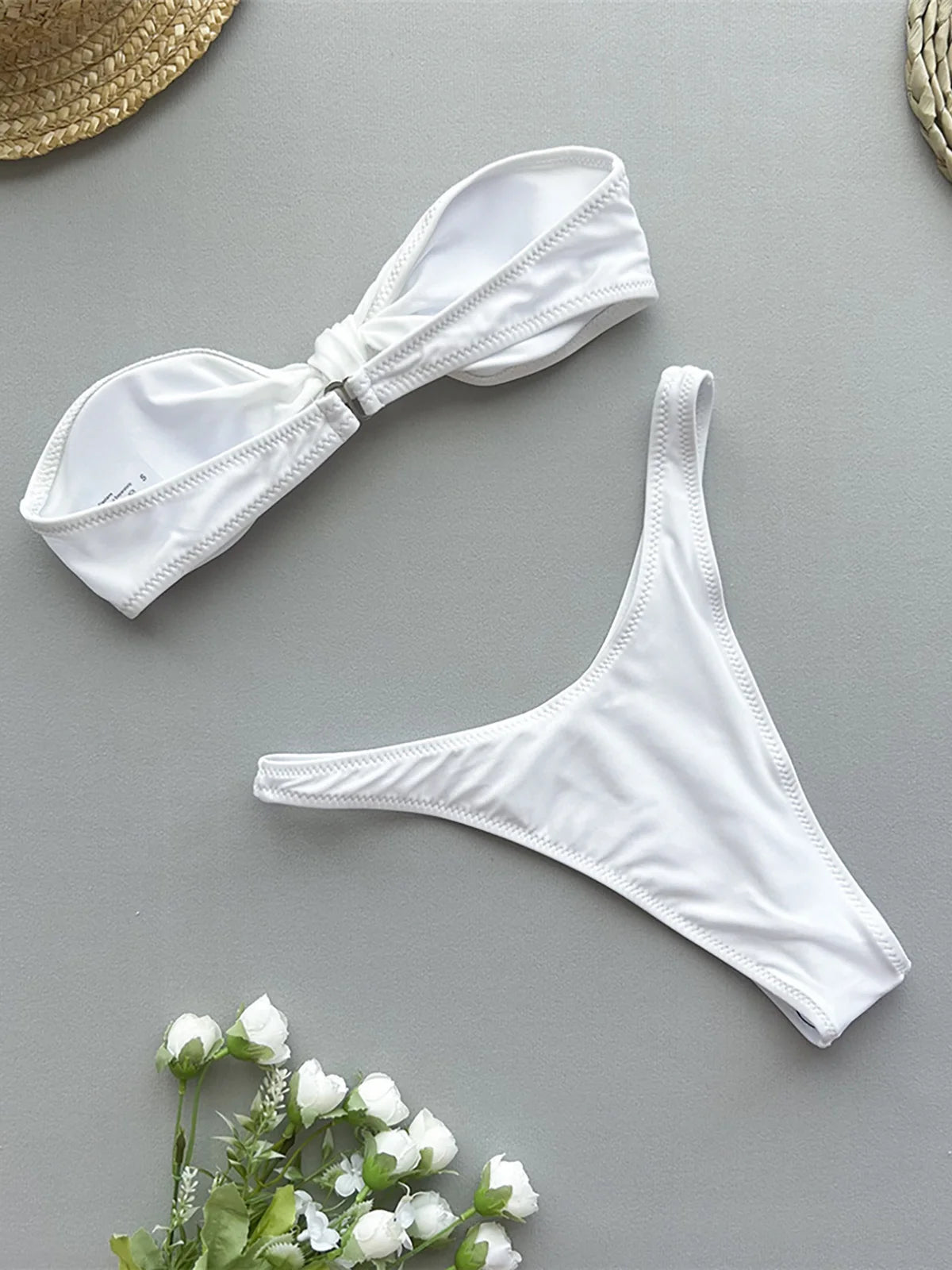 Bandeau Knotted Brazilian High Cut Bikini Women Swimwear Female Swimsuit Two-pieces Bikini set Bather Bathing Suit Swim K5930