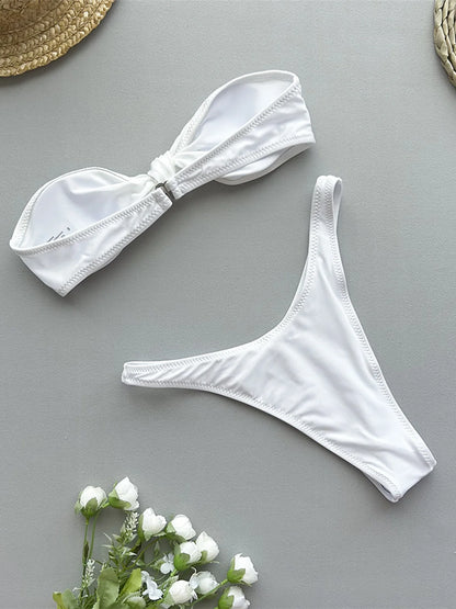 Bandeau Knotted Brazilian High Cut Bikini Women Swimwear Female Swimsuit Two-pieces Bikini set Bather Bathing Suit Swim K5930