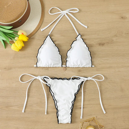 Micro Bikini Women Two-piece Swimsuit Sexy Pleated  Female Swimwear Woman 2026 Bandage Bathing Suit Beach Thong Bikinis Sets