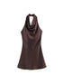 Luna Satin Halter Mini Dress