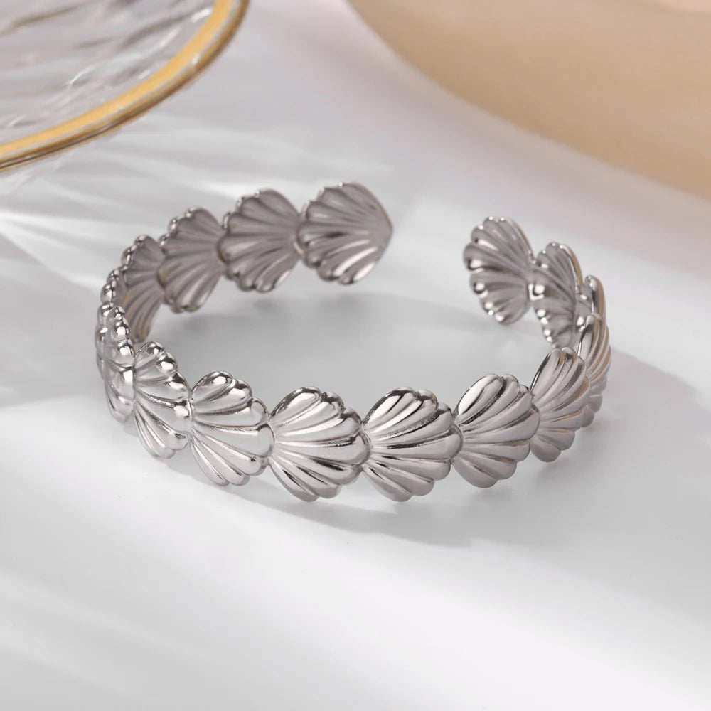 Trobicana Wide Flower Cuff Bangle – Luxury Gold Color Bracelet - image 4
