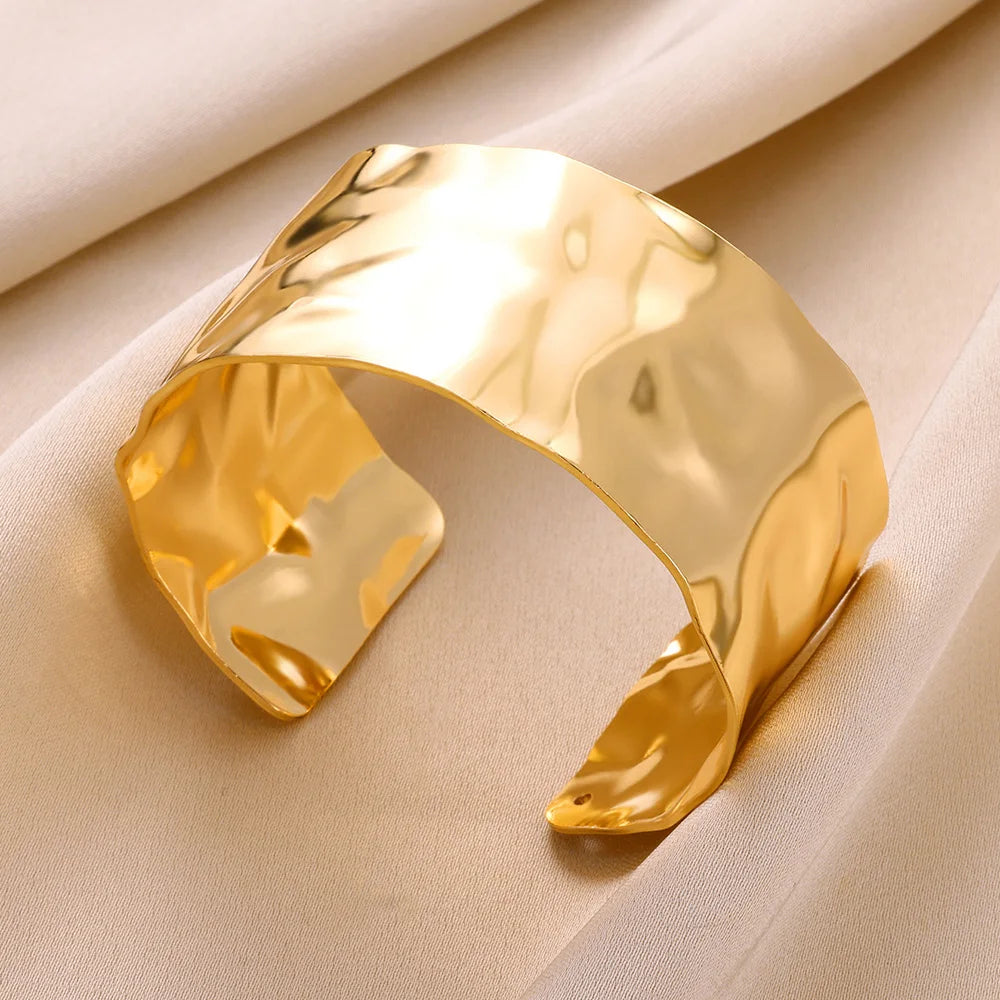 Trobicana Wide Flower Cuff Bangle – Luxury Gold Color Bracelet - image 14
