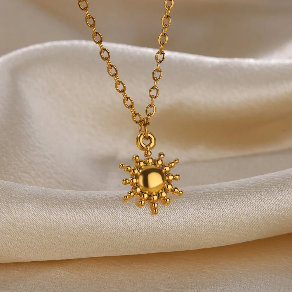 Trobicana Stainless Steel Geometric Sunflower Pendant Necklace - image 13