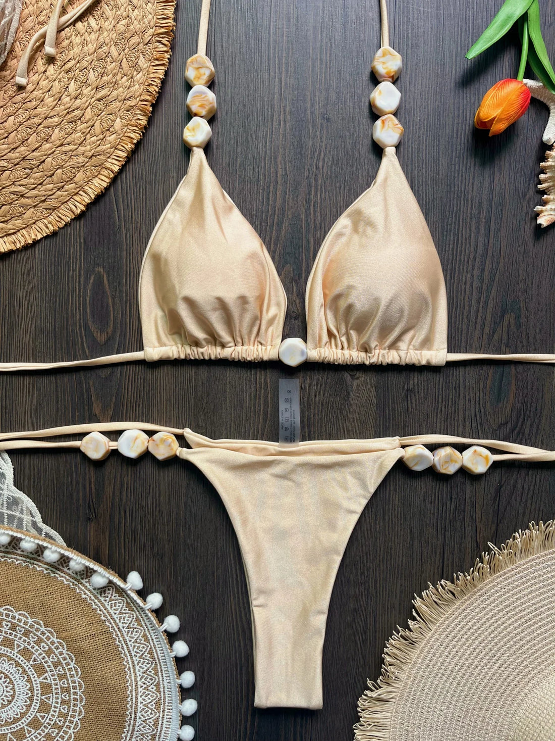 Sole Beaded Halter Bikini Set