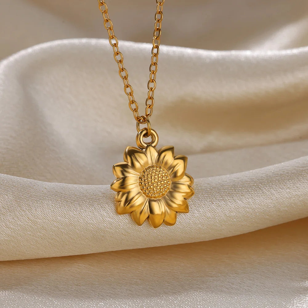 Trobicana Stainless Steel Geometric Sunflower Pendant Necklace - image 14