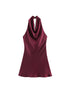 Luna Satin Halter Mini Dress