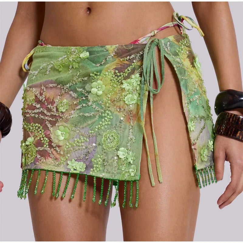 Trobicana Sequin Bead Mini Skirt - image 13