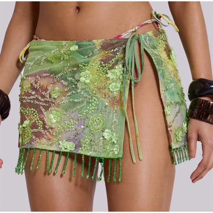 Sequin Bead Mini Skirt