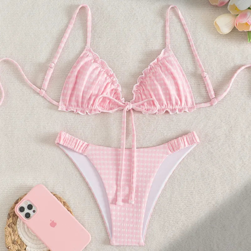 2026 Sexy Bikinis Pink Swimsuits Women Swimwear Push Up Female Beach Swim Wear Bathing Suits Brazilian Bikini Set Pool Bather