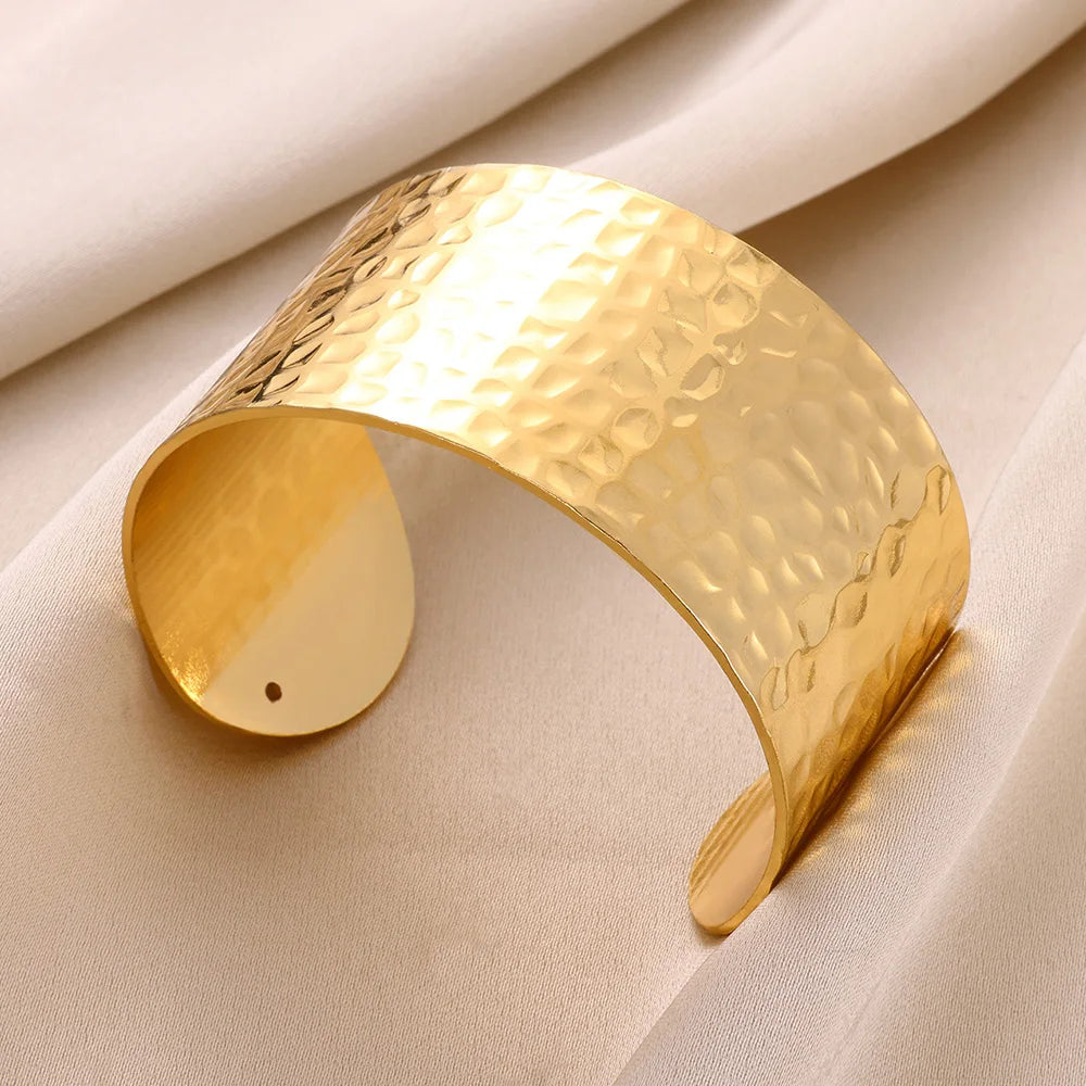 Trobicana Wide Flower Cuff Bangle – Luxury Gold Color Bracelet - image 22