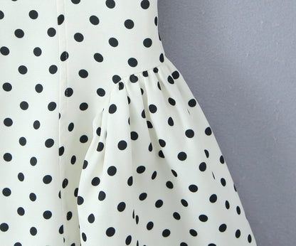 YENKYE French Style Retro Polka Dot Deep V Halter Dress Women Sexy Backless A-line Slim Sweet Elegant Mini Dresses Summer Robe