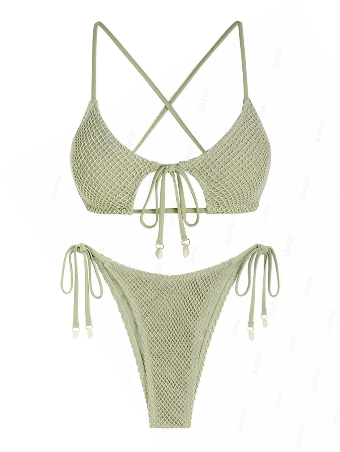Star Cut-Out Fishnet Bikini Set