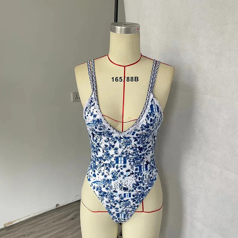 Printed Backless Monokini