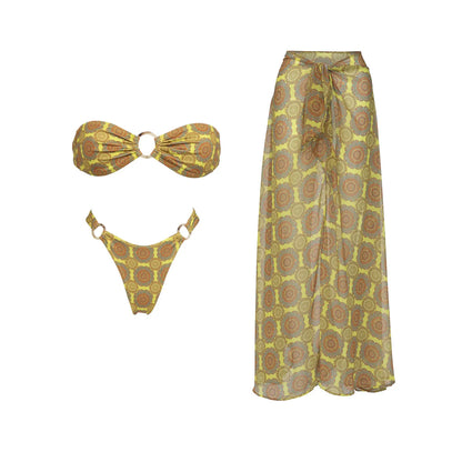 Elegant One Piece Swimsuit &amp; Skirt Set