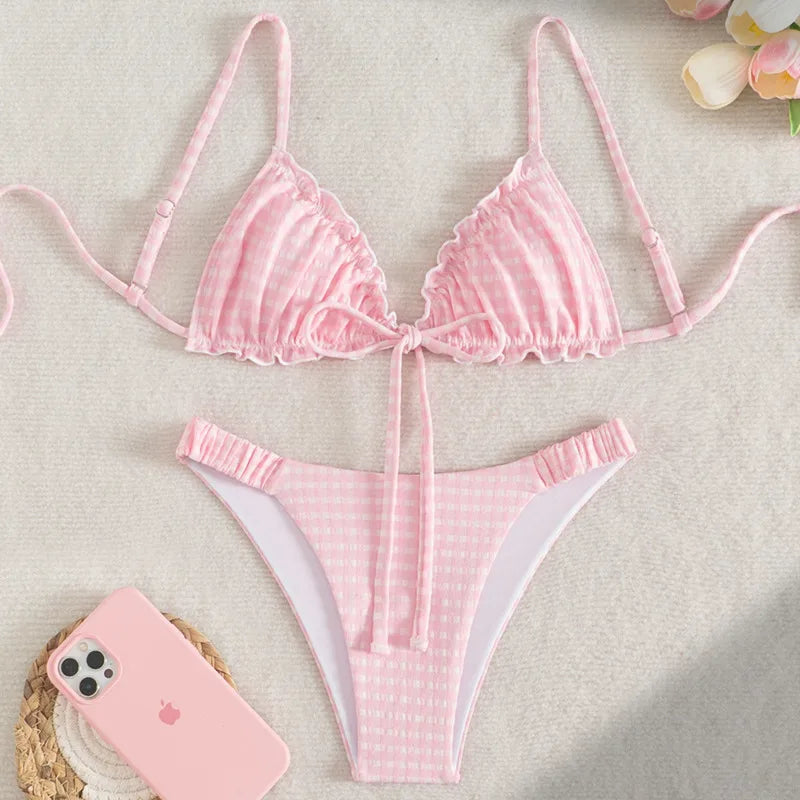 2026 Sexy Bikinis Pink Swimsuits Women Swimwear Push Up Female Beach Swim Wear Bathing Suits Brazilian Bikini Set Pool Bather