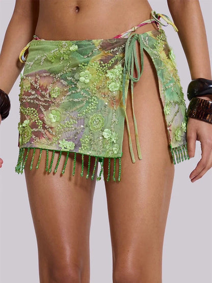 Sequin Bead Mini Skirt