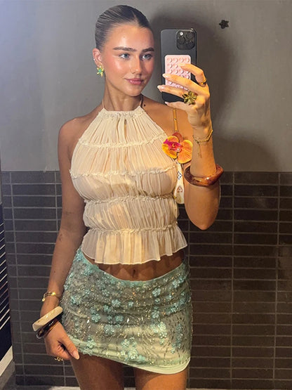 Sequin Bead Mini Skirt