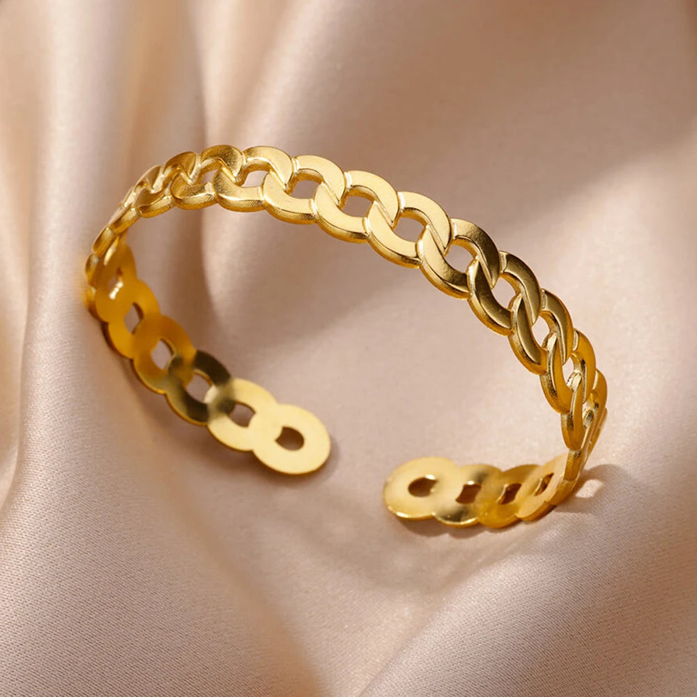 Trobicana Wide Flower Cuff Bangle – Luxury Gold Color Bracelet - image 12