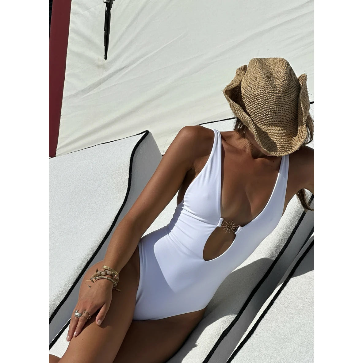 Print Deep V Neck One Piece Swimsuit Women Swimwear Bodysuit Monokini High Leg Swim Suit Bathing Suit Beachwear