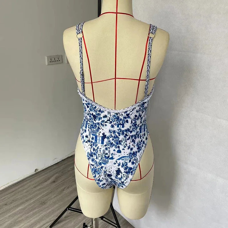 Printed Backless Monokini