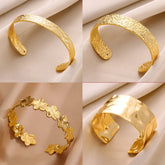 Trobicana Wide Flower Cuff Bangle β Luxury Gold Color Bracelet - image 1